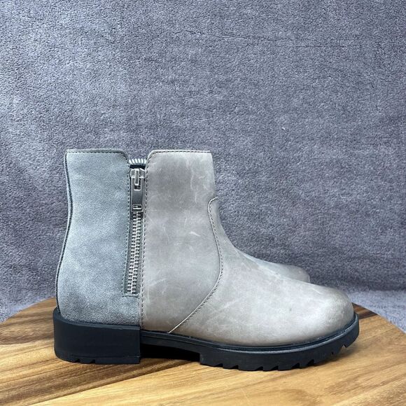 Sorel Emelie II Womens Size 7 Side Zip Waterproof Leather Booties Boots Gray - Picture 1 of 9
